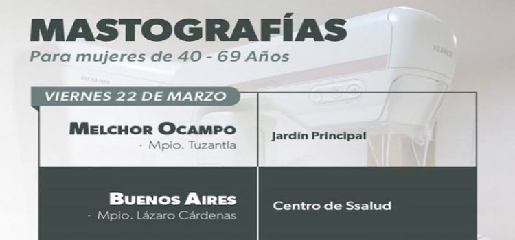 SSM realizará mastografías gratuitas en 4 municipios de Michoacán