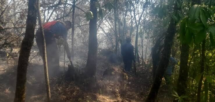 Bomberos de Zitácuaro atendieron incendio en el cerro Cacique