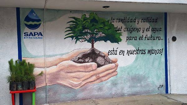Sapa crea mural para concientizar a la población a cuidar el agua