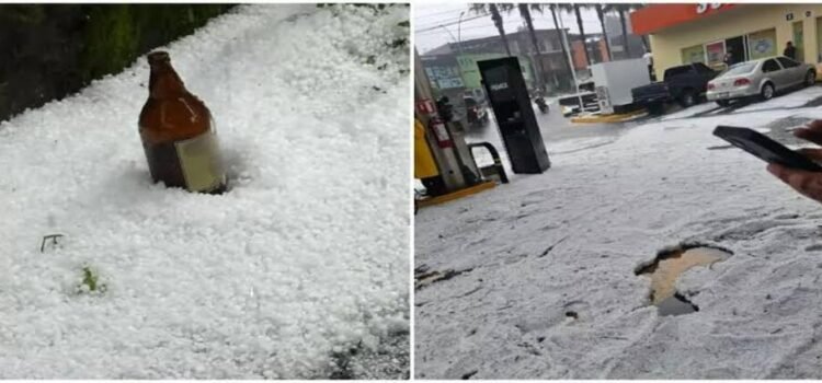 Granizada pinta de blanco a Tancítaro, Michoacán y ponen a enfriar las “chelas