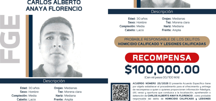 FGE de Michoacán ofrece recompensa por presunto homicida en Zitácuaro